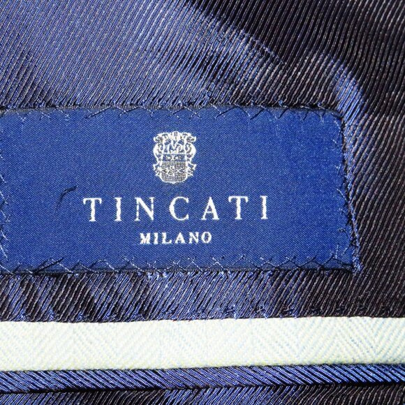 Tincati x Partenopea Bespoke Pale Green HBone Cashmere Two Button Sport Coat 44L - Picture 15 of 15